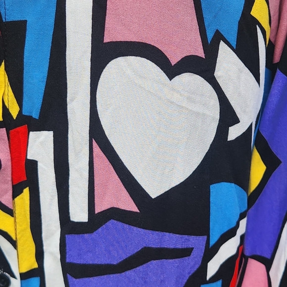 Women's Button Blouse Xlarge Artsy Pop Funky Geometric Festival Concert - Picture 10 of 14